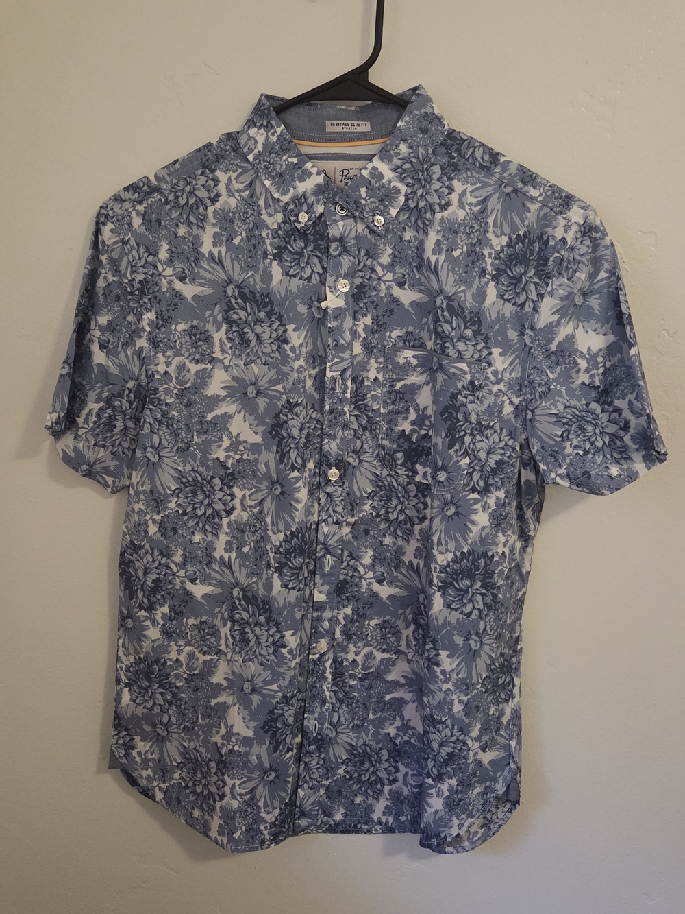Original Penguin Blue & White Floral Short-Sleeve Button-Down Shirt